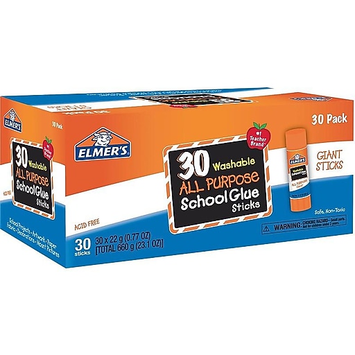 Elmer's All Purpose School Glue Sticks, 0.77 oz., White, 30/Pack (E599