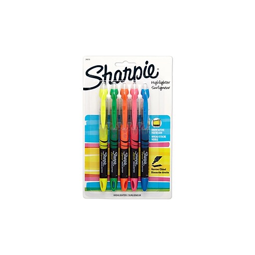 Sharpie Liquid Highlighters, Chisel, Assorted, 5/Pack (24575PP) at Staples