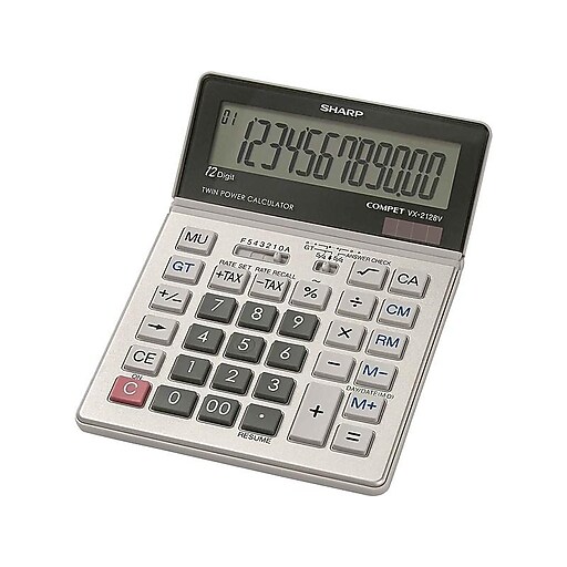 Sharp Compet 12Digit Desktop Calculator, Silver (VX2128V) Staples