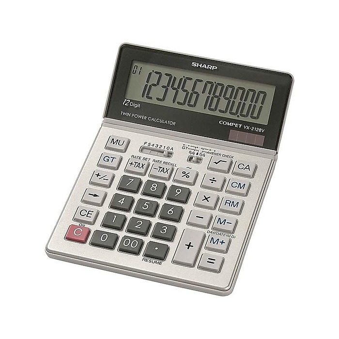 Sharp Compet 12-Digit Desktop Calculator, Silver (VX-2128V) | Staples