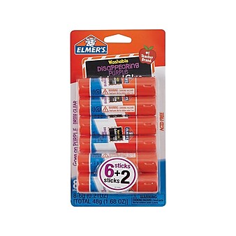 Elmer's School Disappearing Purple Glue Sticks, 0.21 Oz., 8/Pack (E1591)