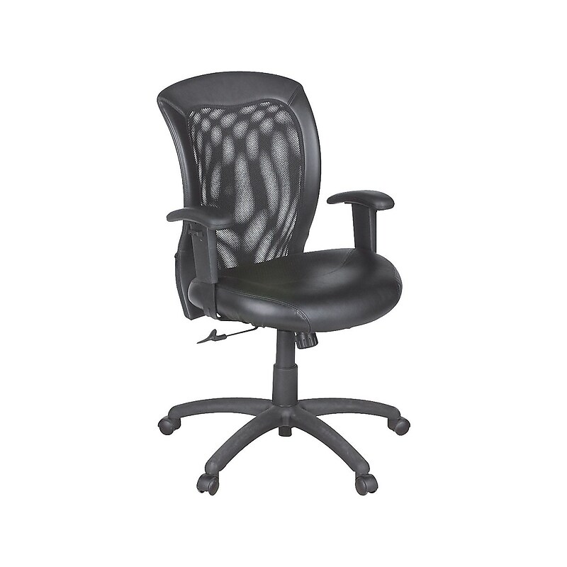 Global Airflow Ergonomic Leather Swivel Manager Chair, Black (9339BK) image 1