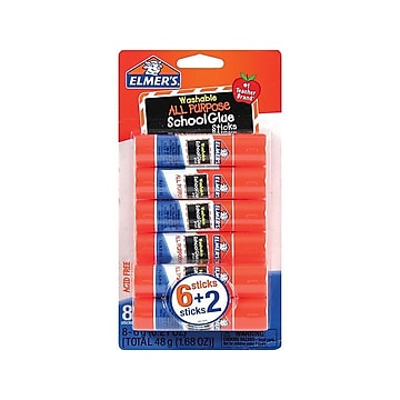 Elmer's All Purpose School Washable Glue Sticks, 0.21 oz., 8/Pack (E5003/E5004)