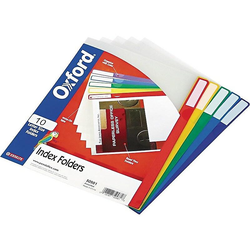 Pendaflex File Folder Folders, 2/5-Cut Tab, Left Position, Letter Size, Multicolor, 10/Pack (50981EE) image 1