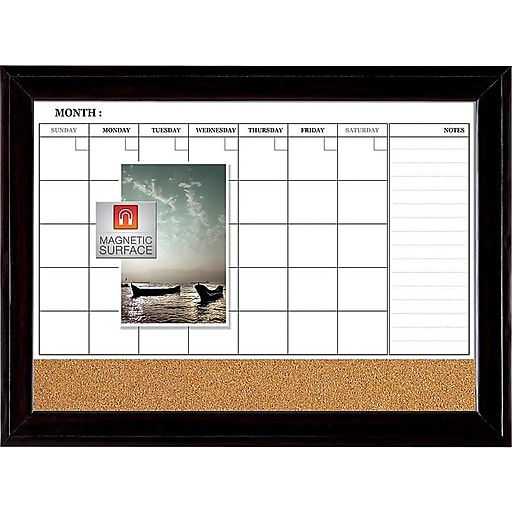 Magnetic Planner Combo White Board & Cork Bo Quartet Dry Erase Calendar Board 