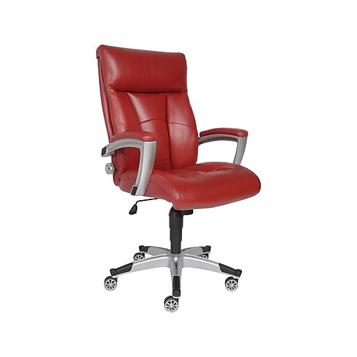Sealy Roma Leather Executive Office Chair, Fixed Arms, Red (9843G) at