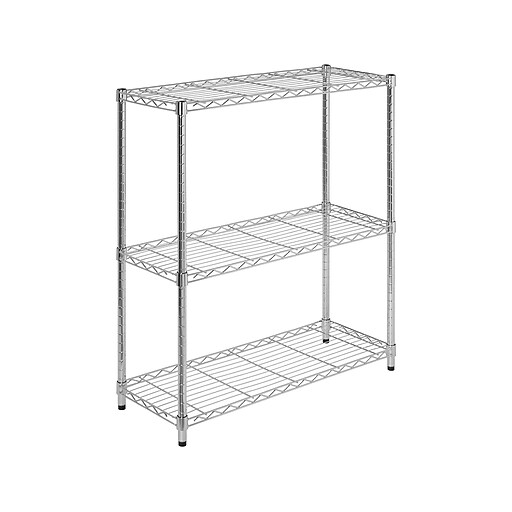 HoneyCanDo 3Shelf Metal Unit, 24"W, Chrome (SHF01903) Staples