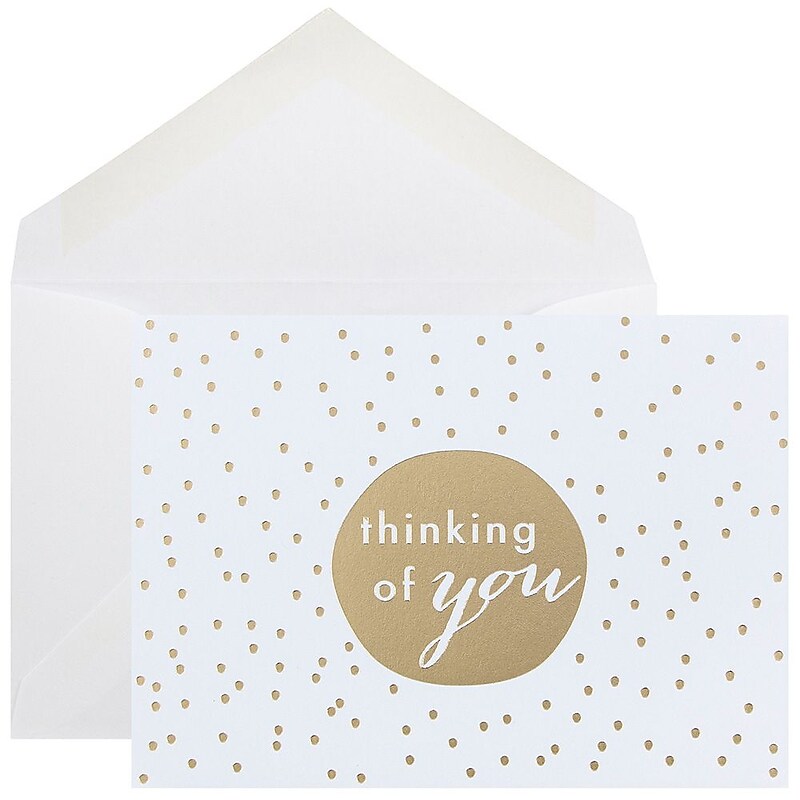 JAM Paper® Blank Greeting Cards Set, Thinking of You, Gold Tiny Dot, 10/Pack (D41111NGLMB) image 1