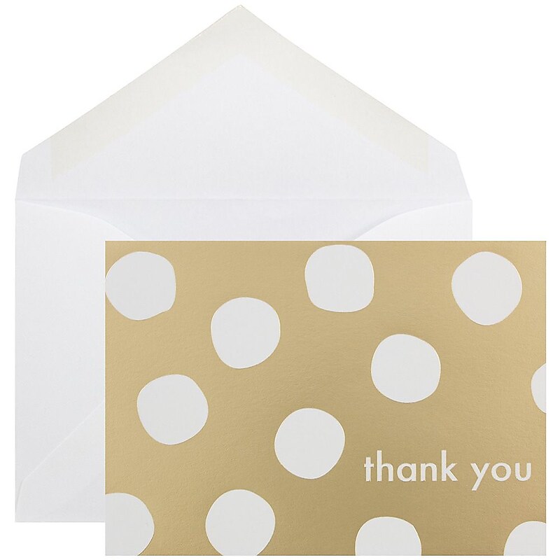 JAM Paper® Blank Thank You Cards Set, Gold Polka Dot, 10/Pack (D41109TYGLMB) image 1