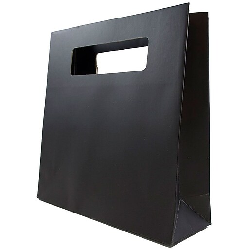 JAM Paper® Heavy Duty Die Cut Gift Bags, Small, 8 x 2 1/2 x 8, Black, 3