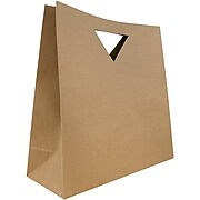 JAM Paper® Heavy Duty Die Cut Gift Bags with Triangle Handle, Large, 15 x 5 1/2 x 15, Brown Kraft, 3 Bags/Pack (895DCkra)