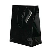 JAM Paper® Glossy Gift Bags with Rope Handles, Large, 10 x 13 x 5, Black, 6 Bags/Pack (673GLbla)