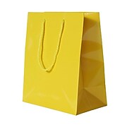 JAM Paper® Glossy Gift Bags with Rope Handles, Large, 10 x 5 x 13, Yellow, 6 Bags/Pack (673GLyea)