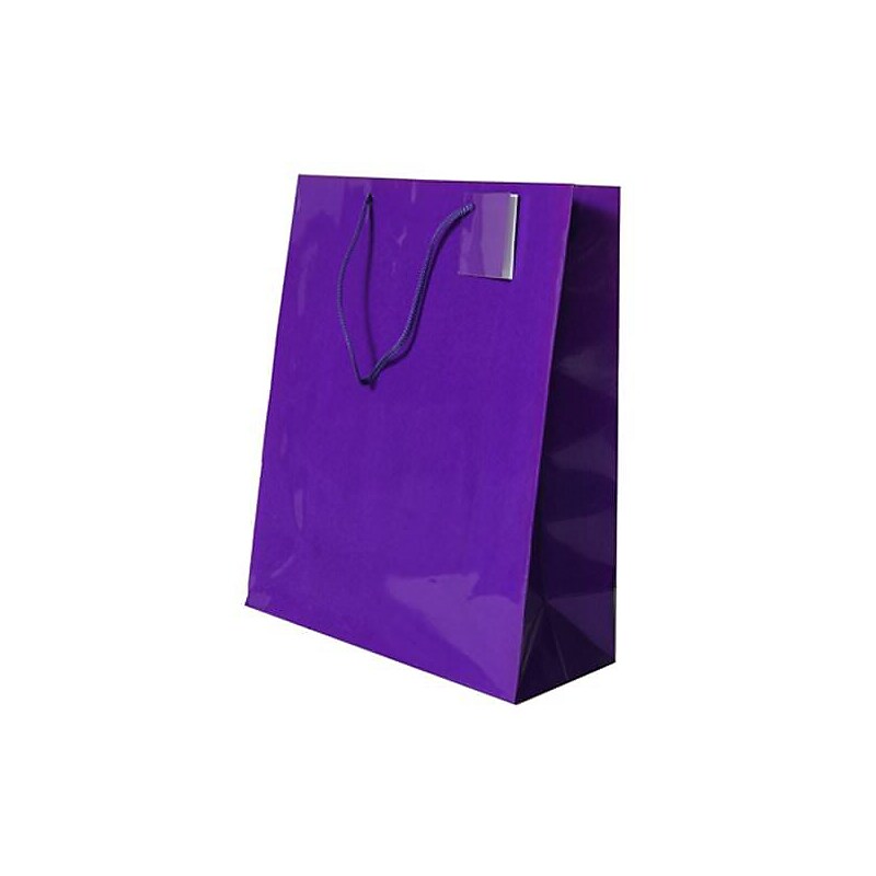 JAM Paper Glossy Gift Bag with Rope Handles, 10" x 5" x 13", Purple, 3 Bags/Pack (673GLPUB) image 1