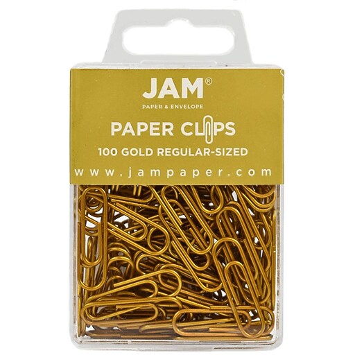 JAM Paper Small Paper Clips, Gold, 100/pack (21832058) Staples