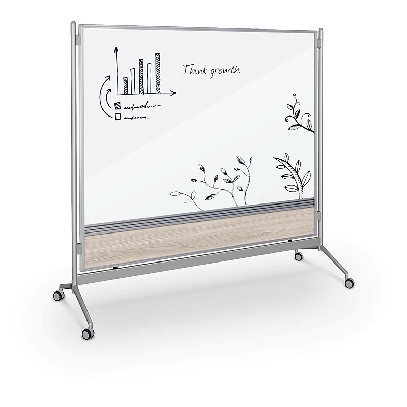 Balt D.O.C. Glass Room Divider, Silver Aluminum Frame, 58" x 69.6" (8201G-8201) image 1