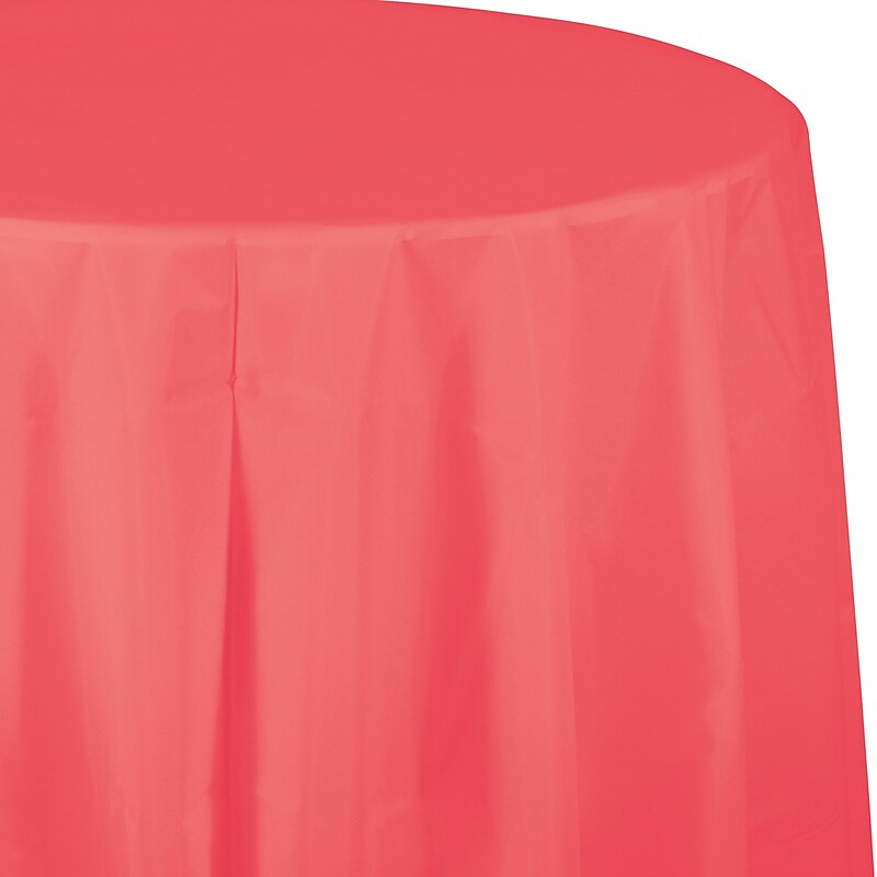 Touch of Color Coral Round Plastic Tablecloths, 3 Count (DTC703146TC) image 1