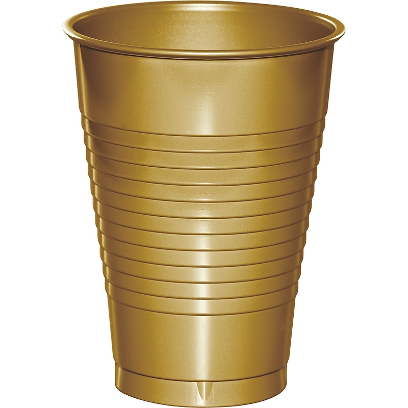 Touch of Color Glittering Gold 12 oz Plastic Cups, 60 Count (DTC28103071TUMB) image 1