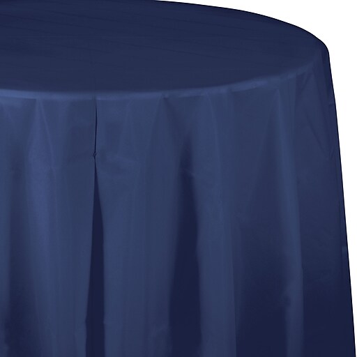 Touch of Color Navy Blue Round Plastic Tablecloth (703278