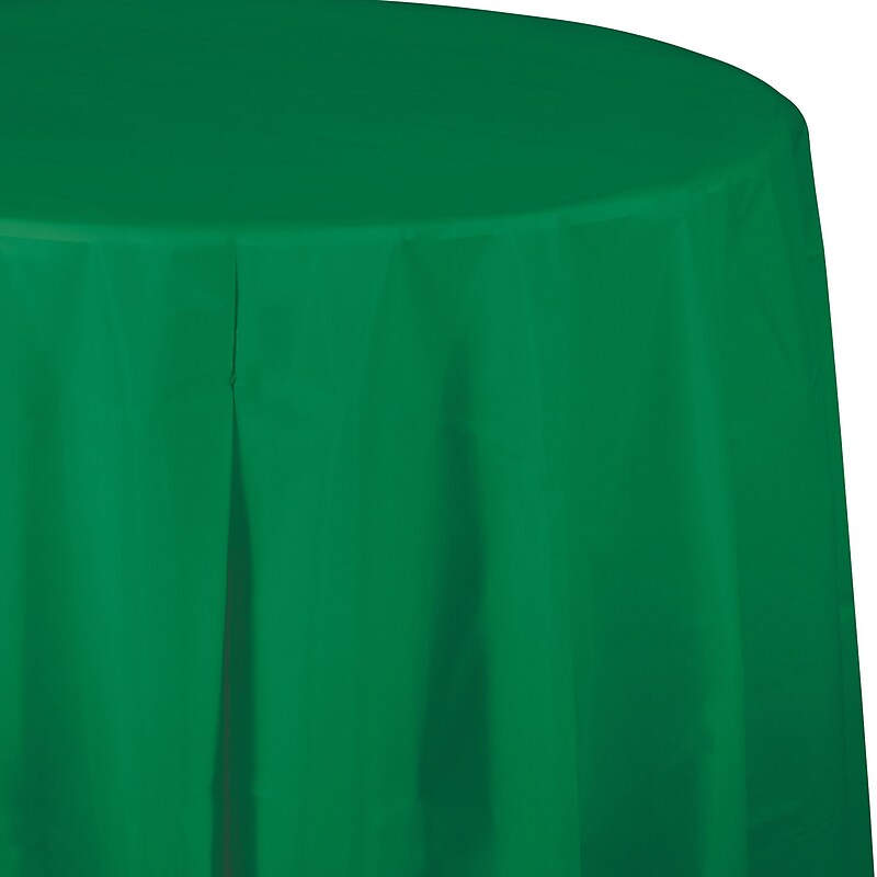 Touch of Color Emerald Green Round Plastic Tablecloths, 3 Count (DTC703261TC) image 1