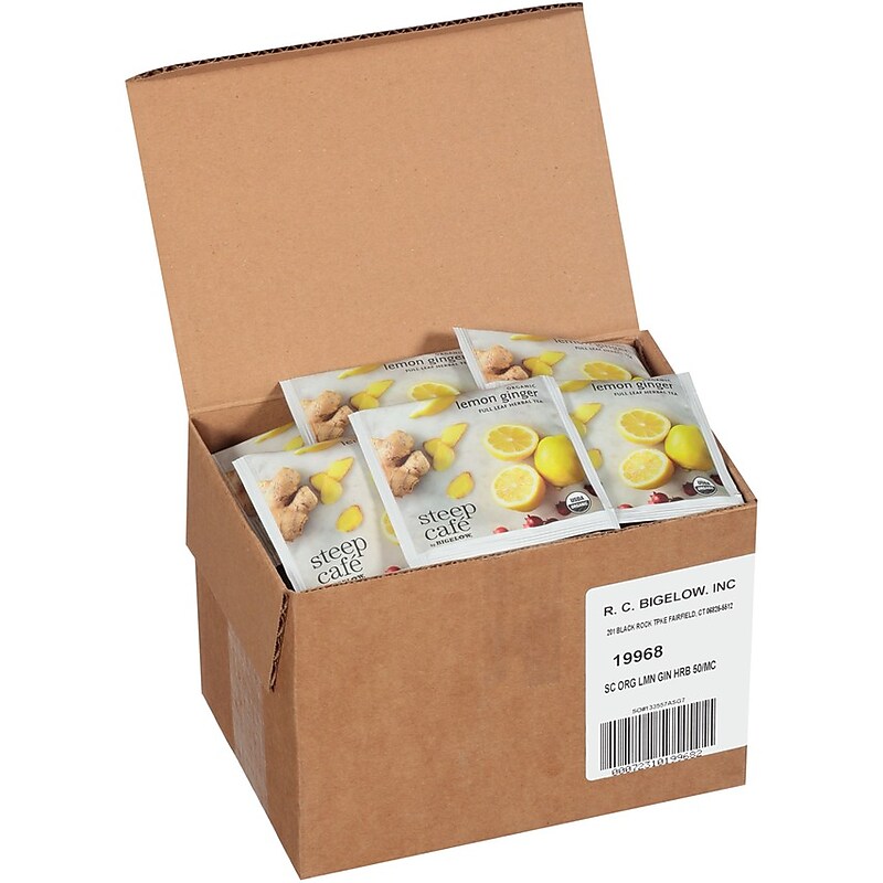 Steep Café Organic Lemon Ginger Herbal Tea, 50 Count(RCB19968) image 1