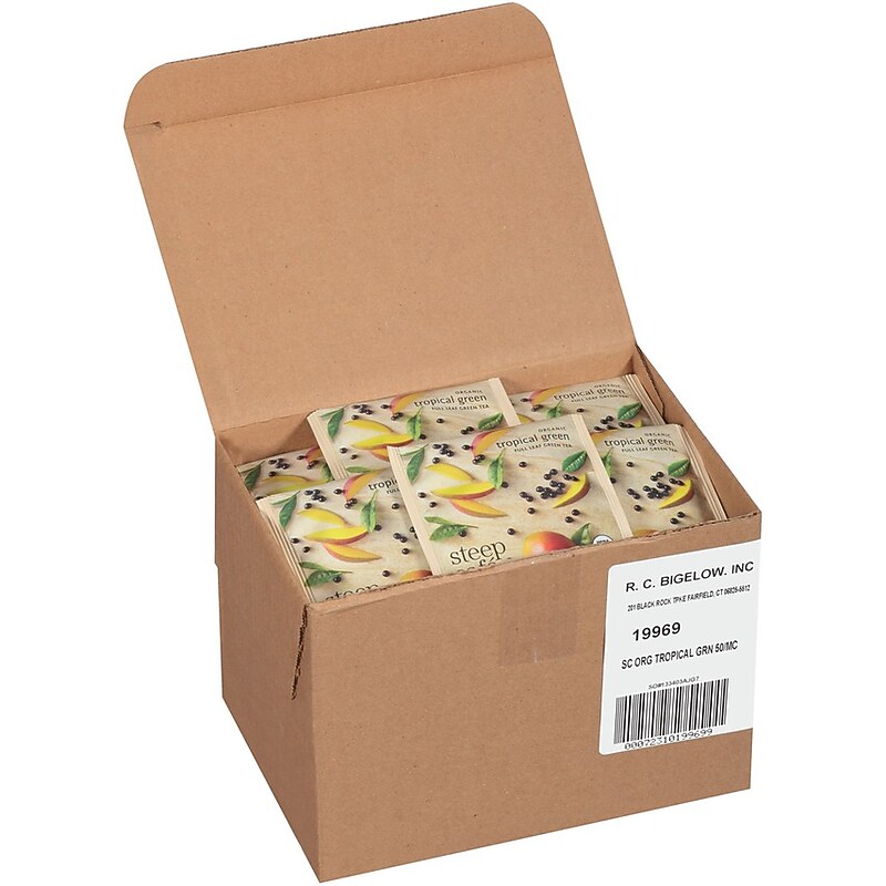 Steep Café Organic Tropical Green Tea, 50 Count (RCB19969) image 1