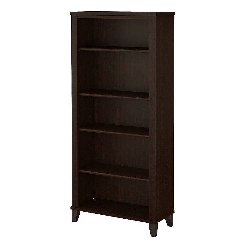 Bush Furniture Somerset 65" 5-Shelf Bookcase with Adjustable Shelves, Mocha Cherry Laminate (WC81865) image 1