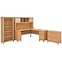 Bush Furniture Somerset 72"W L Shaped Desk with Hutch, Lateral File Cabinet and Bookcase, Maple Cross (SET012MC)~#|#~sp48814516_sc7