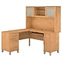 Bush Furniture Somerset 60"W L Shaped Desk with Hutch, Maple Cross (SET002MC)~#|#~sp48814645_sc7