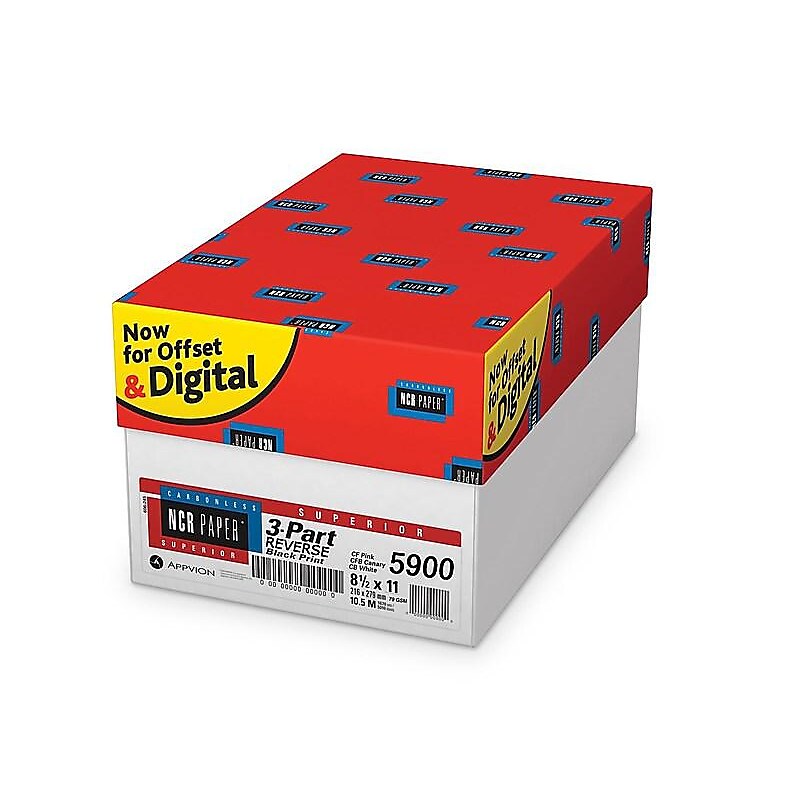 Appleton NCR Superior 8.5" x 11" 3-Part Reverse Carbonless Paper, 501 Sheets/Ream, 10 Reams/Carton (5900NCASE) image 1