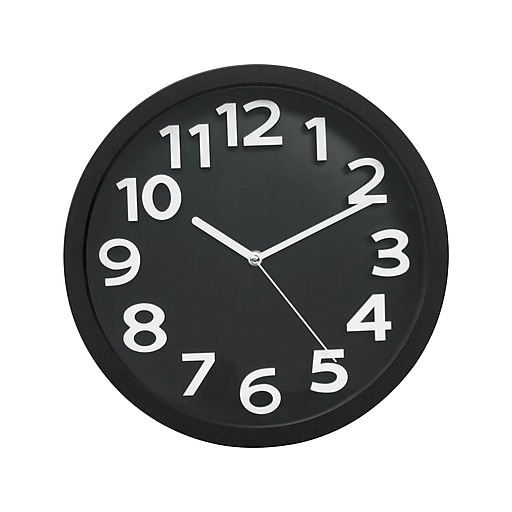 Tempus Silent Sweep Wall Clock, Plastic, 13" (TC62127B) Staples