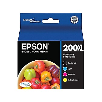 Epson T200XL Black/Cyan/Magenta/Yellow High Yield Ink Cartridge, 4/Pack (T200XL_XCS)
