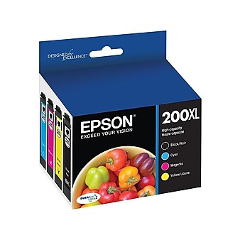 Epson T200XL Black/Cyan/Magenta/Yellow High Yield Ink Cartridge, 4/Pack (T200XL_XCS)