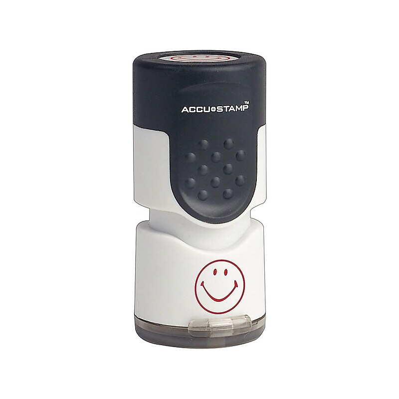 Accu-Stamp Pre-Inked Stamp, Smiley Face, Red Ink (030725) image 1