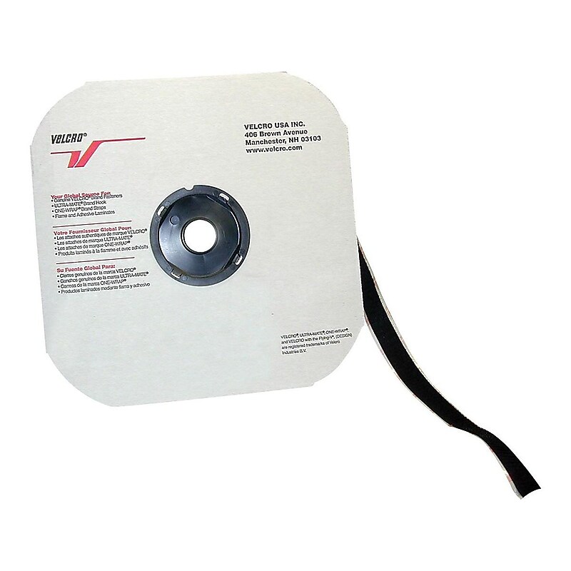 Velcro 0.75" x 900" Sticky Back Loop Fastener, Black, Each (90917) image 1