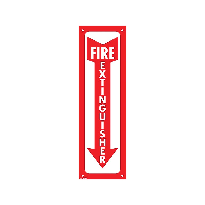 Cosco Fire Extinguisher Indoor/Outdoor Wall Sign, 4"L x 13"H, Red/White (098063) image 1