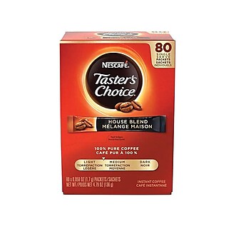 Tasters Choice House Blend Instant Coffee, Medium Roast, .07 oz. Packets, 80/Box (NES15782)