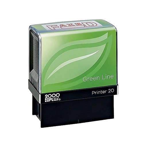 2000 Plus Green Line PreInked Stamp, FAXED, Red Ink (098369) Staples
