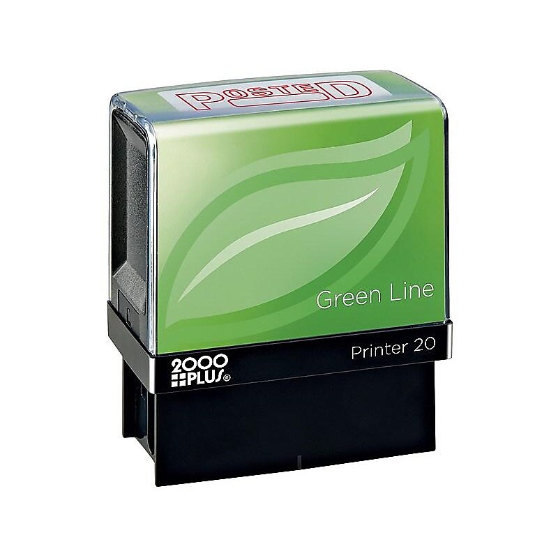 2000 Plus Green Line Pre-Inked Stamp, POSTED, Red Ink (035351) image 1