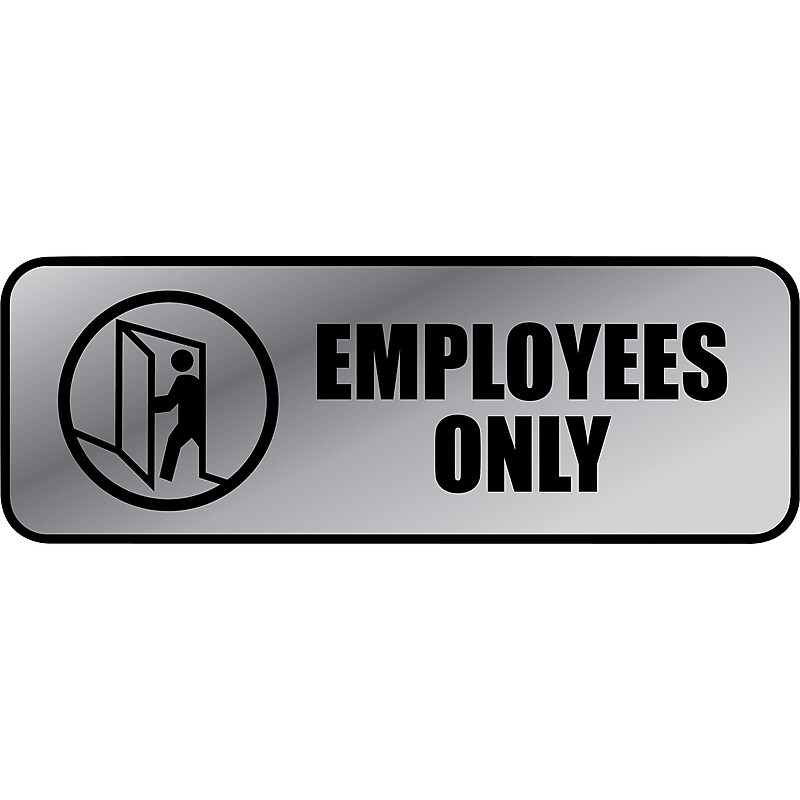 Cosco Employees Only Indoor Wall Sign, 9.2"L x 3.5"H, Gray/Black (098206) image 1