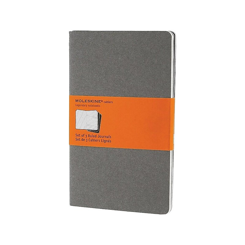Moleskine Cahier Journal, 5" x 8.25", Narrow Ruled, Pebble Gray, 80 Pages, 3/Pack (629599) image 1