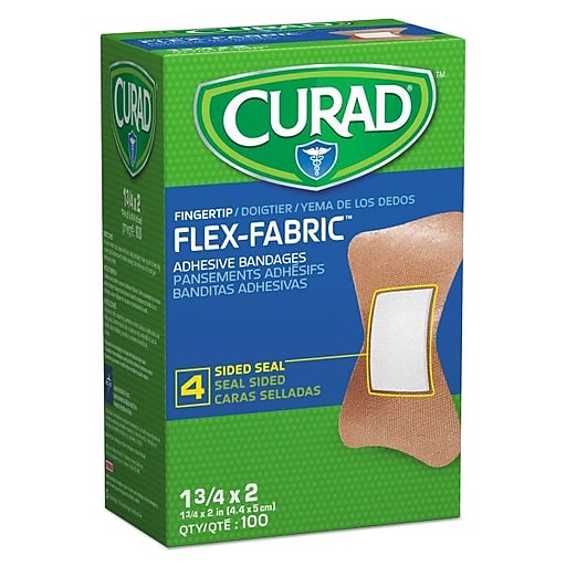 ★アン★ファブリック5点 Curad Fingertip Adhesive Bandages, 100/Box (NON25513Z) | Staples