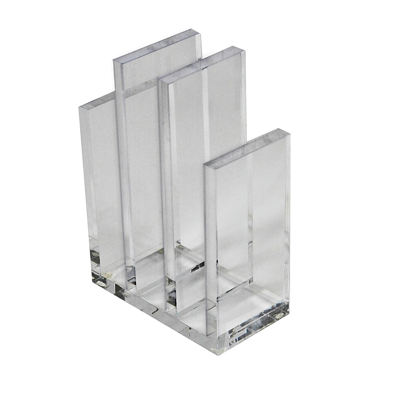Azar 3-Compartment Acrylic File Sorter, Clear, 2Box (255035) image 1