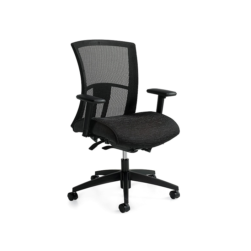 Global Vion Mesh Back Fabric Computer and Desk Chair, Black (6321-8-UR22) image 1