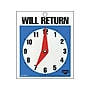 Cosco® Open/Come In/Will Return with Clock Indoor/Outdoor Door Sign, 5.25"L x 6"H, Multi Colors (098010)~#|#~sp49507463_sc7