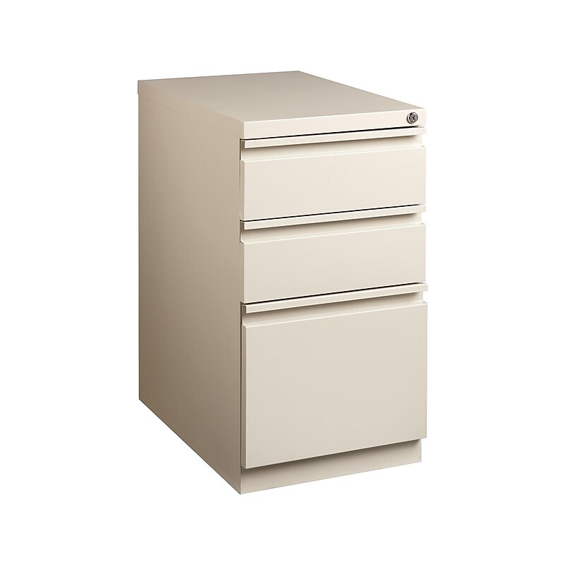 Staples 3-Drawer Mobile Vertical File Cabinet, Letter Size, Lockable, 27.75"H x 15"W x 20"D, Putty (ST60429-CC) image 1