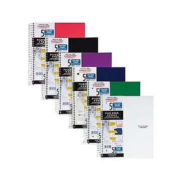 Five Star 5-Subject Notebook, 8.5" x 11", College Ruled, 200 Sheets, Assorted Colors (06112/06208)