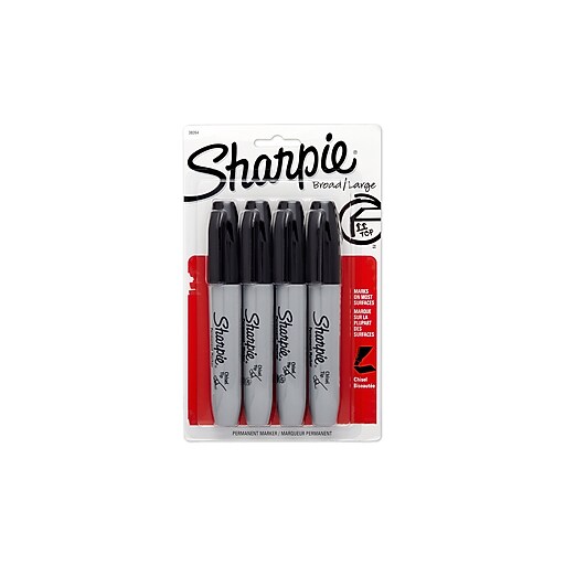 Sharpie Permanent Markers Chisel Tip, Black, 4/pk (38264PP) at Staples