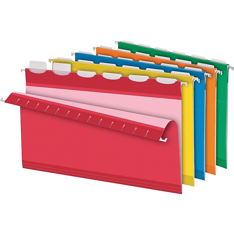 Pendaflex Hanging File Folder, Expansion, 6-Tab, Legal Size, Assorted, 25/Box (PFX 42593) image 1