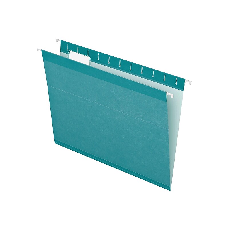 Pendaflex Reinforced Hanging File Folders, 1/5 Tab, Letter Size, Aqua, 25/Box (PFX 4152 1/5 AQU) image 1